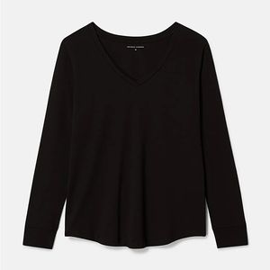 Universal Standard Black Cotton Long Sleeve V Rex Shirt Size S (14/16)
